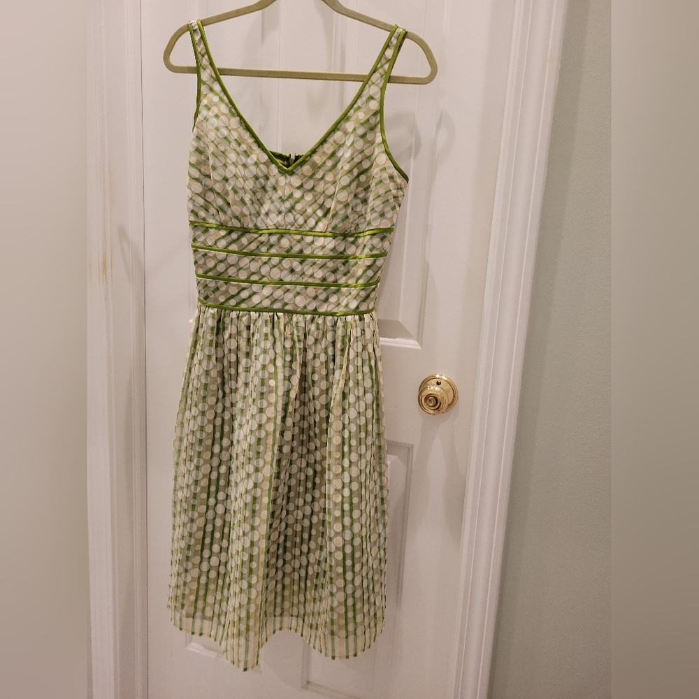 Signature by Robbie Bee green polka dot retro sundress size 12P